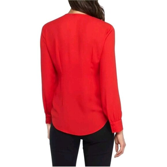 New! Womens Size 2X The Limited Red Ruffle Accent V-Neck Blouse Top Goji $79 - Picture 4 of 14